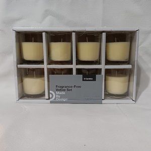 Fragrance Free Votive 8 Count Set White w/ Glass Holder
